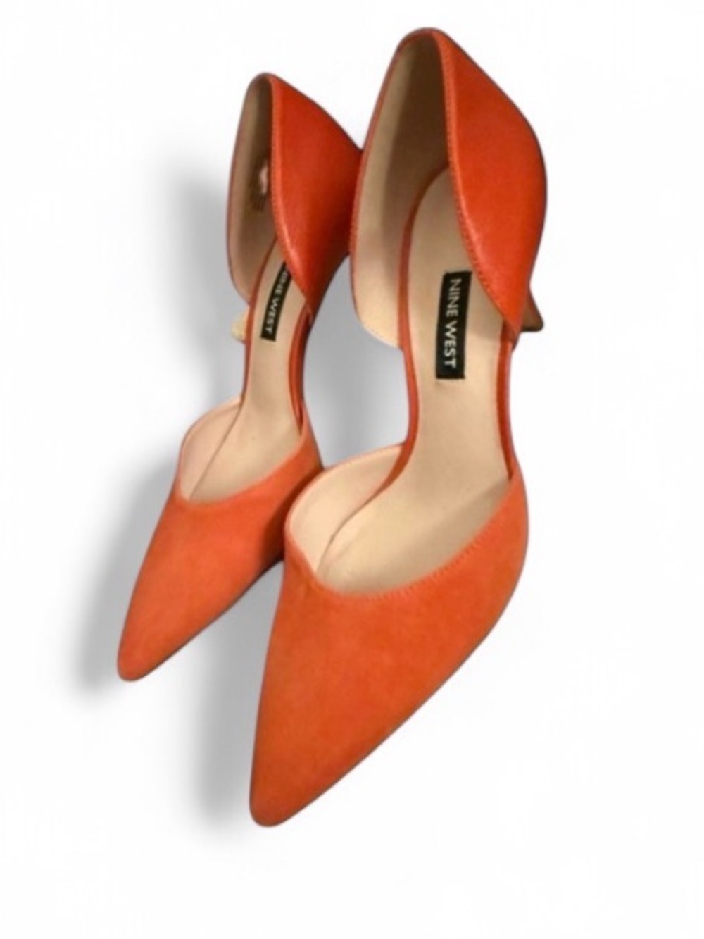 Nine West Orange Bellini Heels Suede Leather Size 7.5